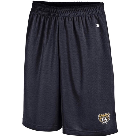 Oakland University Golden Grizzlies Men’s Black Mesh Shorts - Picture 4 of 13